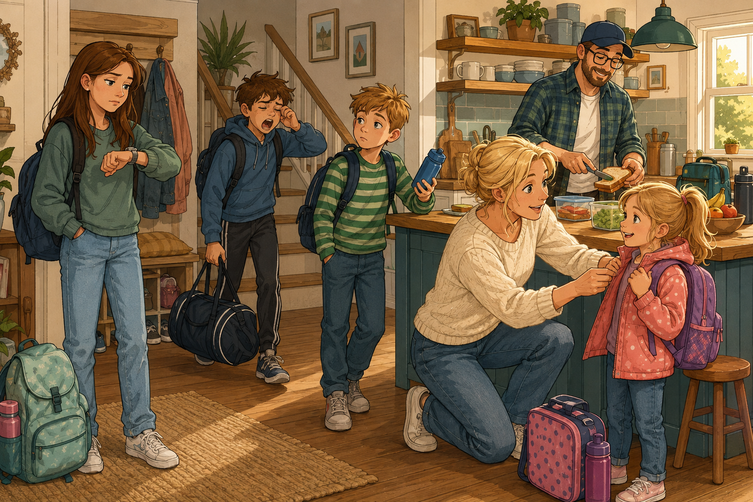 Vier Kinder, zwei Schulen: So organisieren wir unseren neuen Familienalltag